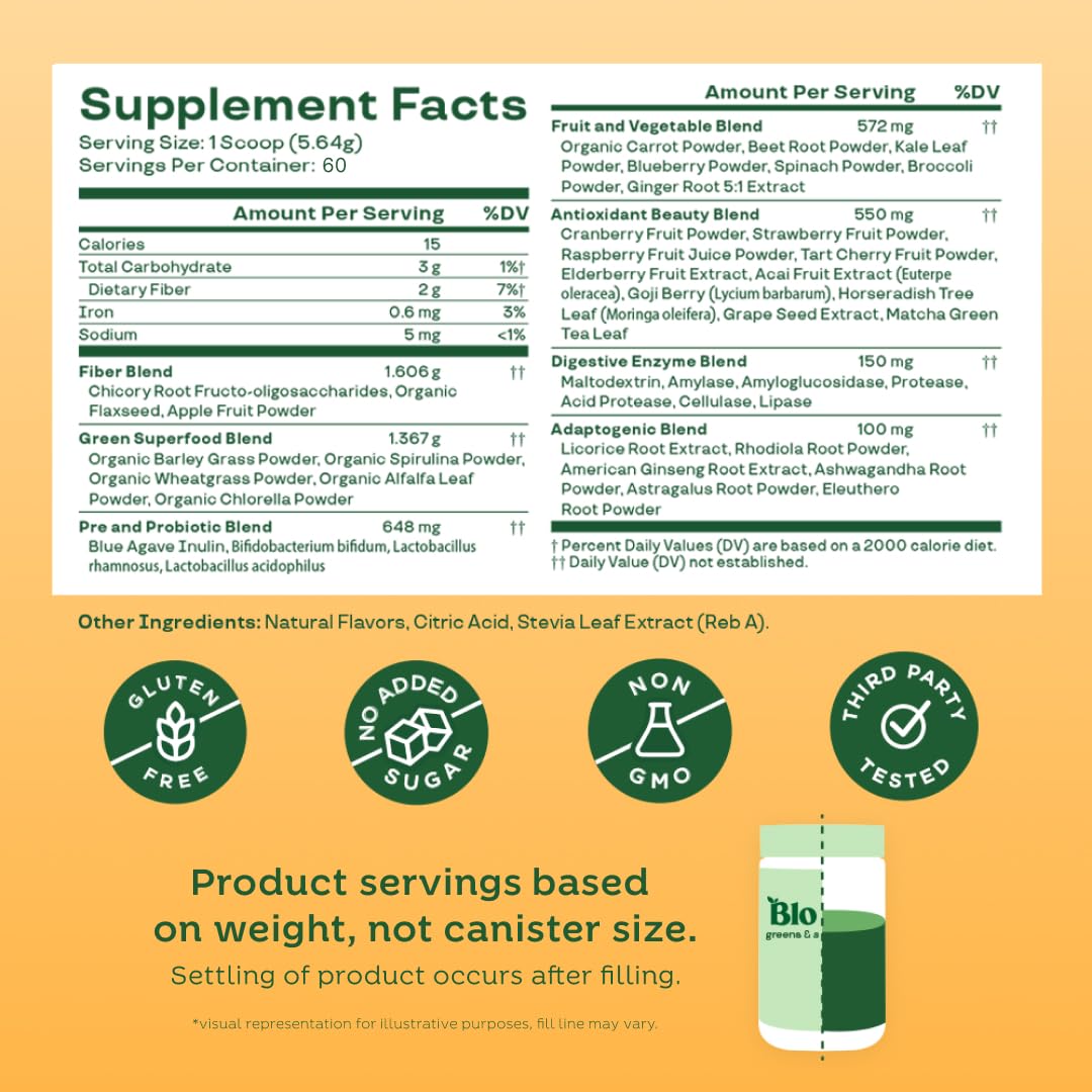 Pre-Order | Arrives in 5–10 Days – 
Bloom Nutrition Superfood Greens Powder, Digestive Enzymes with Probiotics and Prebiotics, Gut Health, Bloating Relief for Women, Chlorella, Green Juice Mix with Beet Root Powder, 60 SVG, Mango