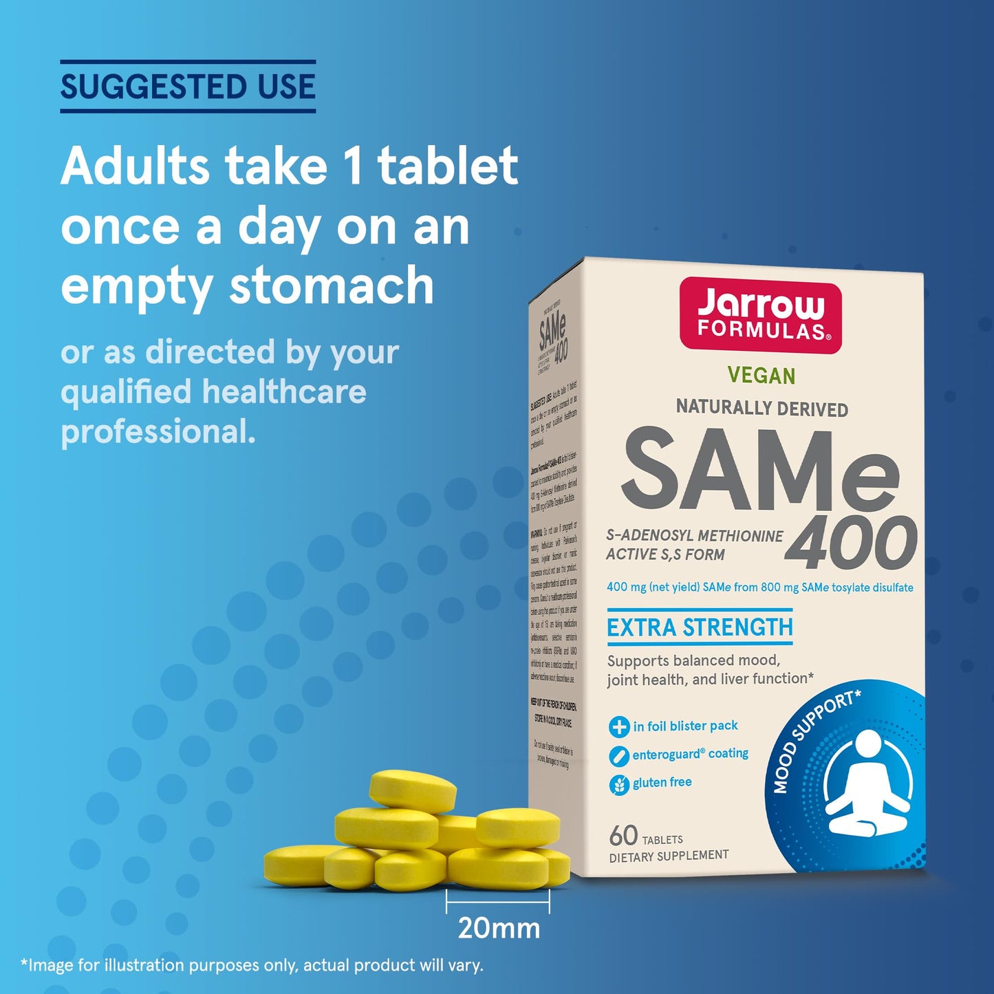 Pre-Order | Arrives in 5–10 Days – Jarrow Formulas SAMe 400 mg, Supports Joint Health, Liver Function, Brain Metabolism, 60 Tablets, Up To a 60 Day Supply