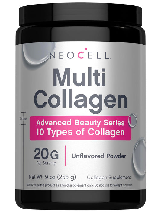 NeoCell Super Multi Collagen Peptides Powder | 9oz | 10 Types of Collagen | Skin, Hair and Nails | Beauty Supplement | Unflavored Powder | For Women and Men