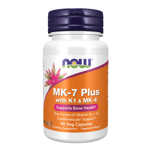 NOW Foods Supplements, MK-7 Plus with K1 & MK-4, Supports Bone Health*, 90 Veg Capsules