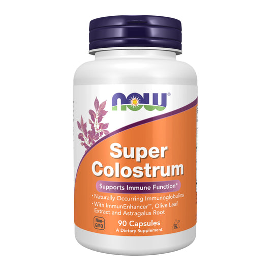NOW Foods Supplements, Super Colostrum 500 mg, Naturally occurring Immunoglobulins with ImmunEnhancer™, Olive Leaf Extract and Astragalus Root, 90 Veg Capsules
