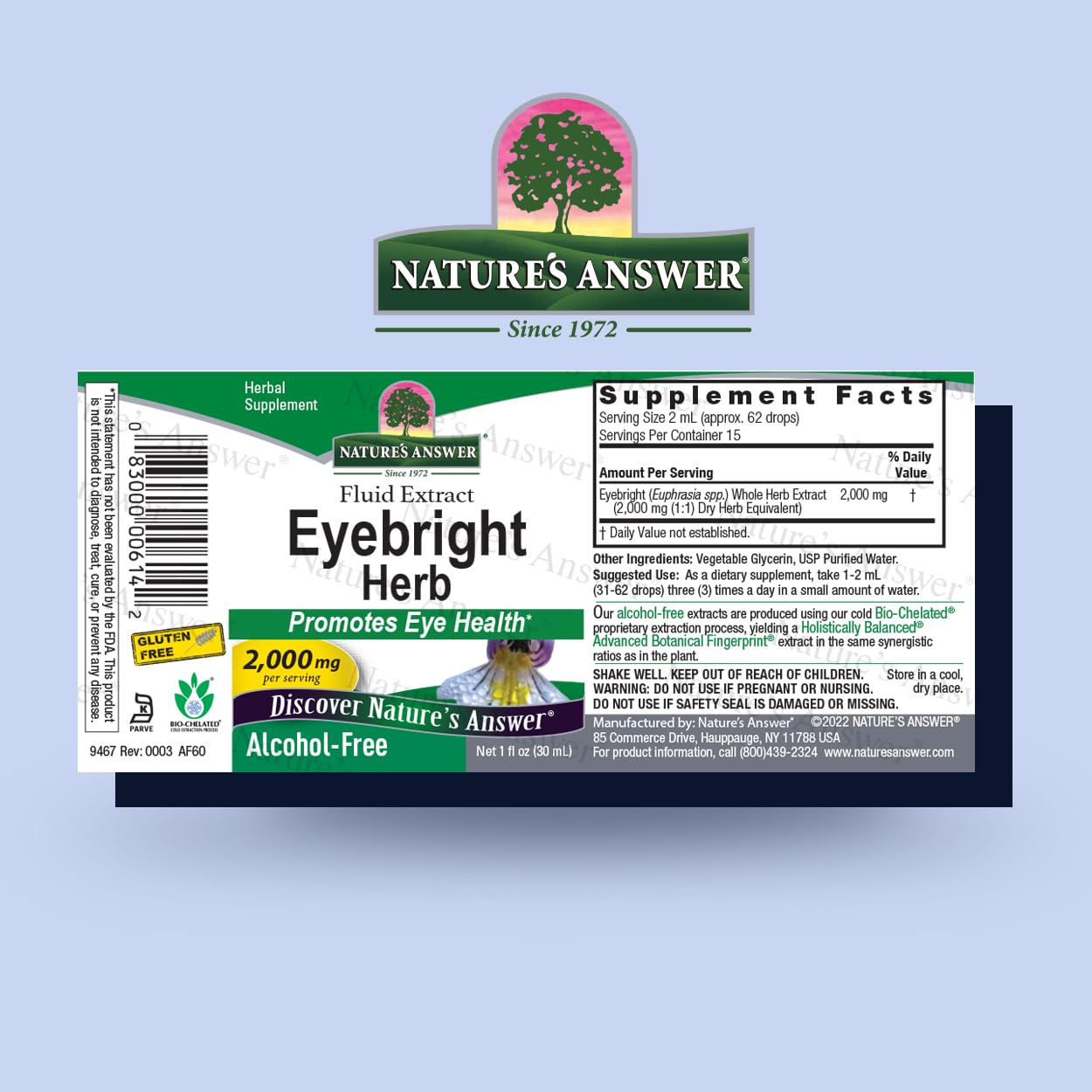 Nature's Answer Eyebright Extract 1 Ounce | Vision & Eye Support | Alcohol Free, Vegan, Non GMO, Gluten Free, Kosher | Quick Absorption | Single Count