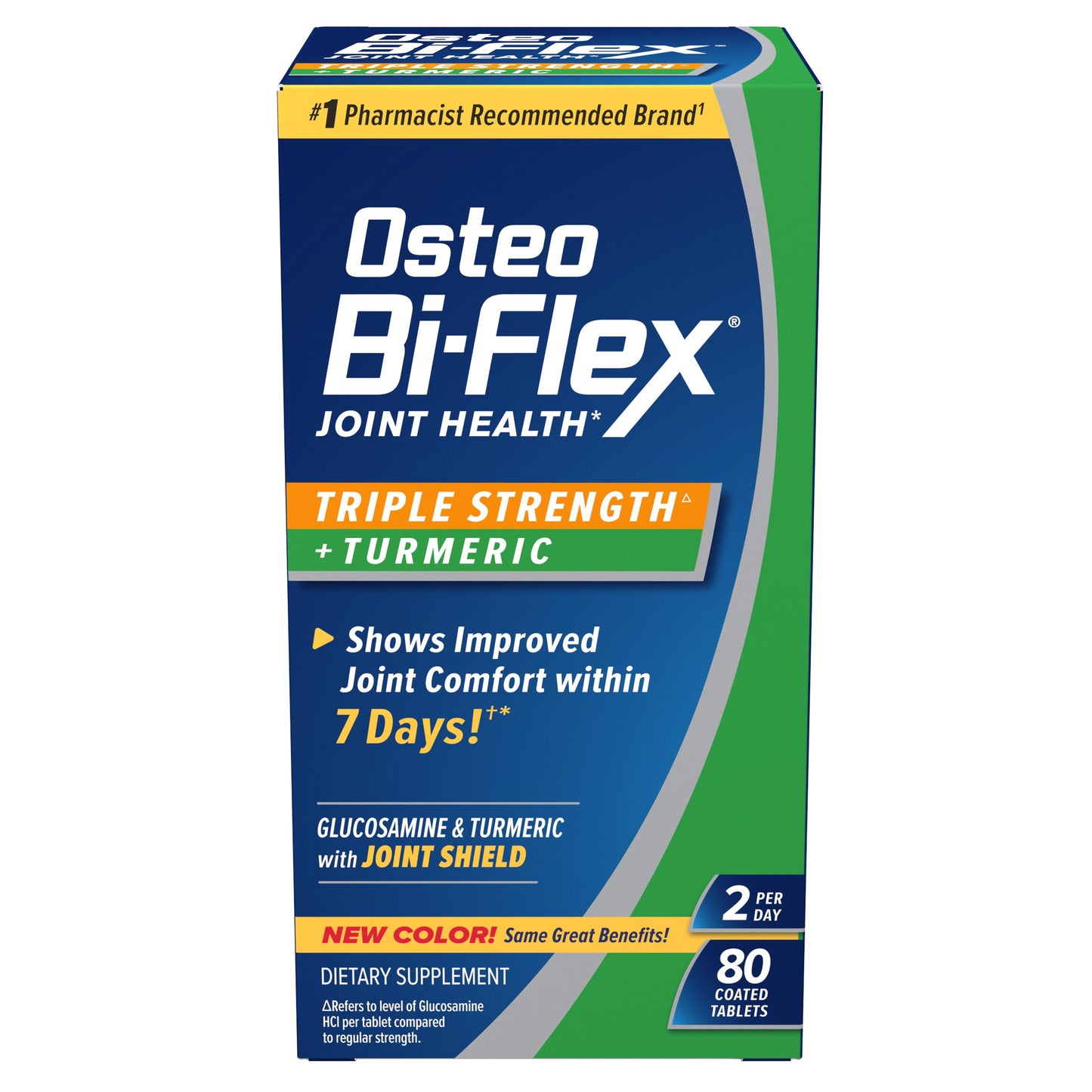 Osteo Bi-Flex Glucosamine Triple Strength Plus Turmeric Supplement with Curcumin for Joint Support and Range of Motion, 40 Day Supply, 80 Coated Tablets, Joint Health Nutritional Supplements