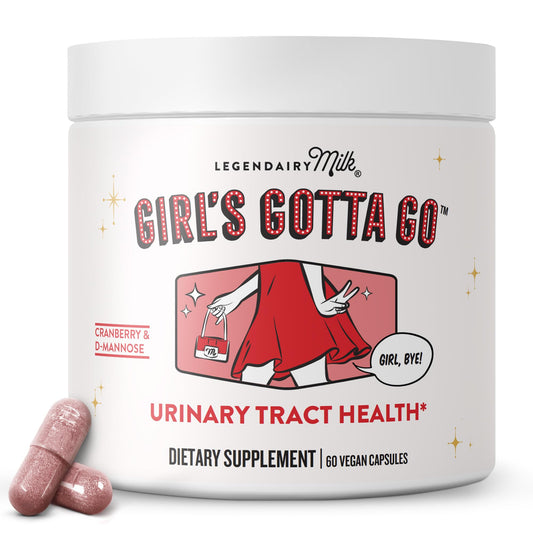 Legendairy Milk Girl’s Gotta Go™ - UTI Support Supplement - Urinary Tract Health for Women - UTI Relief for Women with Sugar-Free Cranberry and D-Mannose, 30 Servings