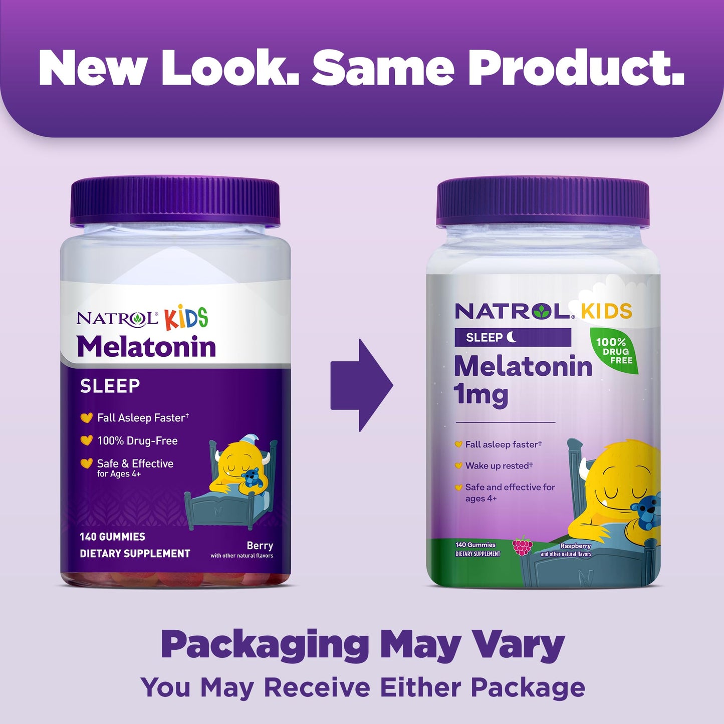 Natrol Kids Melatonin 1mg 140 Berry Gummies Melatonin 10mg 90 Strawberry Gummies Sleep Aid