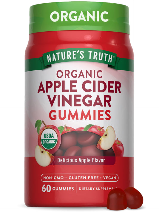 Nature's Truth Organic Apple Cider Vinegar Gummies | 60 Count | Vegan, Gluten Free & Non-GMO Supplement | USDA Organic | Apple Flavor