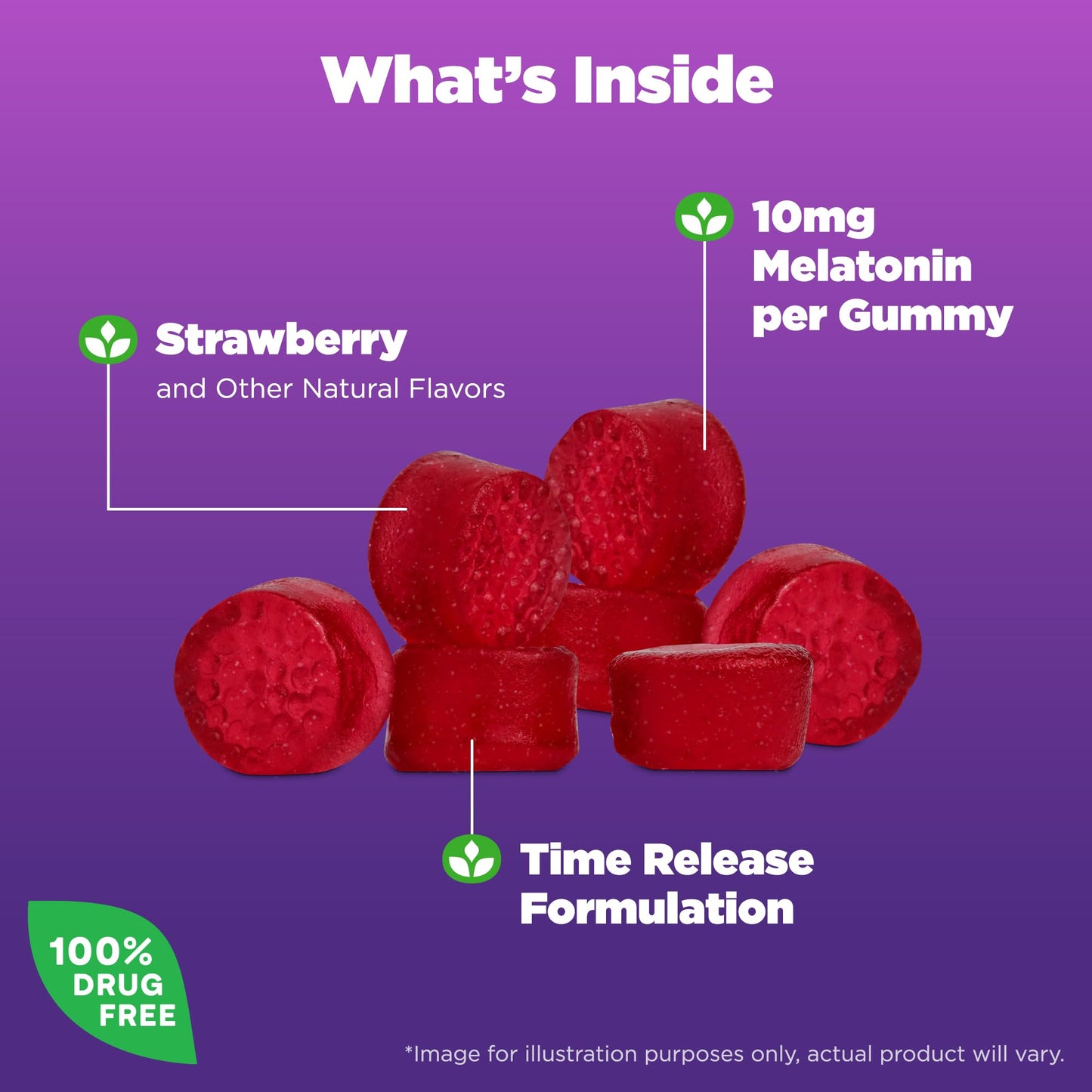 Natrol 10 mg Melatonin Gummies, Time Release Sleep Gummies for Adults, Minimize Wake Ups, Strawberry-Flavored, 55 Count, 55 Day Supply