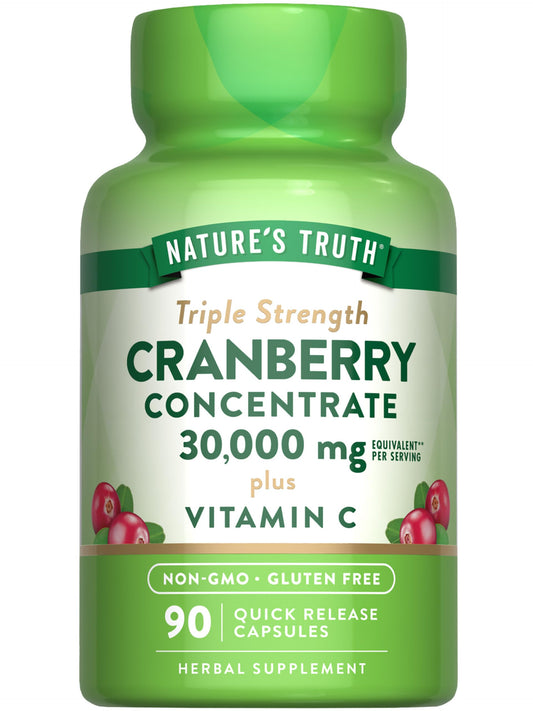 Nature's Truth Cranberry Concentrate Pills 30,000mg | Plus Vitamin C | Triple Strength Support Capsules | Non-GMO & Gluten Free Supplement