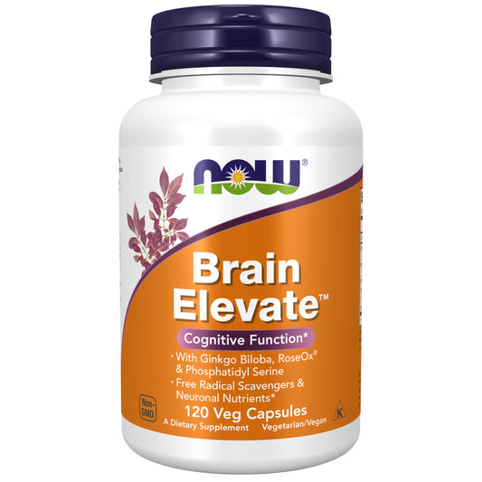 Pre-Order | Arrives in 5–10 Days – NOW Foods Supplements, Brain Elevate™, Featuring Ginkgo Biloba, RoseOx® and Phosphatidyl Serine, 120 Veg Capsules