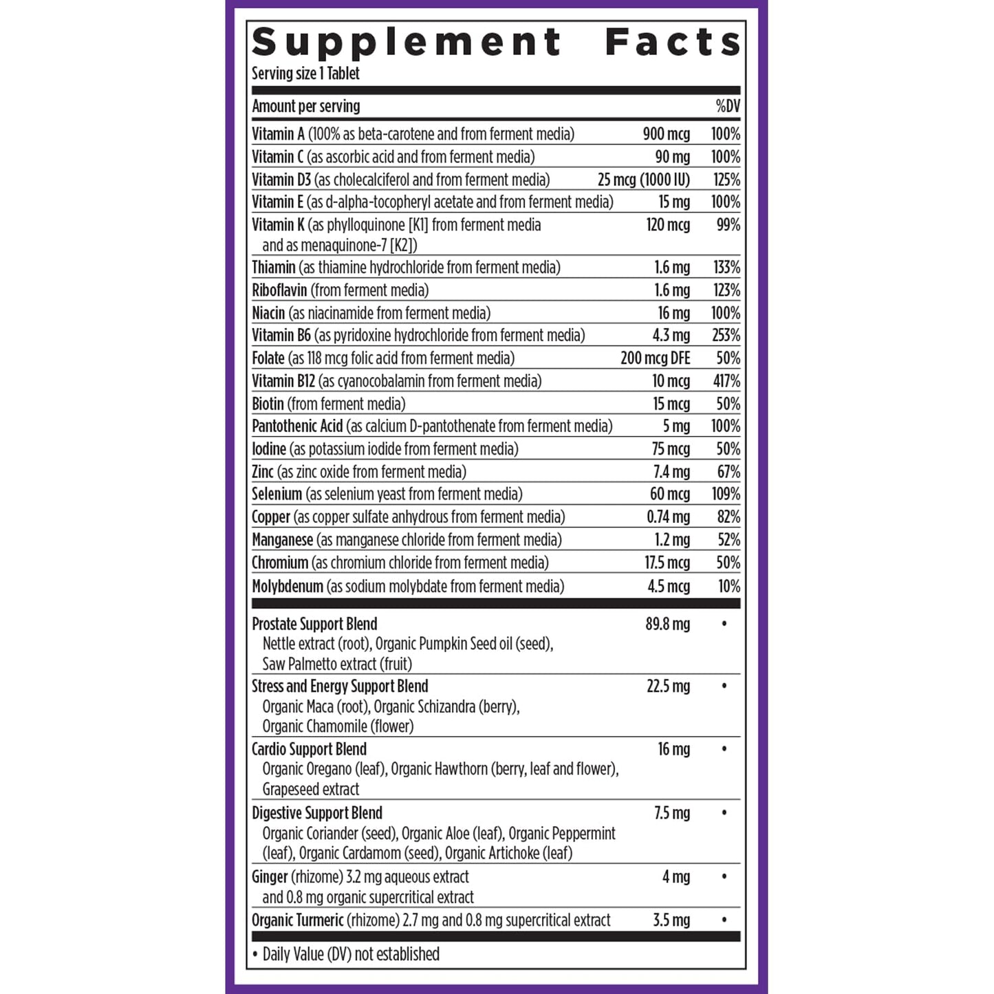 New Chapter Men's Multivitamin 40 Plus for Energy, Heart, Prostate + Immune Support with Fermented Nutrients - Every Man's One Daily 40+, Made with Organic Vegetables & Herbs, Non-GMO - 72 ct