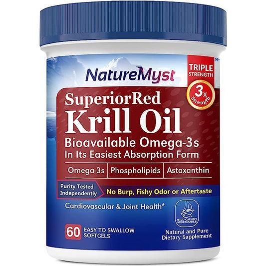 NatureMyst Krill Oil, Professional Grade 60 Liquid Softgels, Non-GMO, Gluten Free, Made in The USA