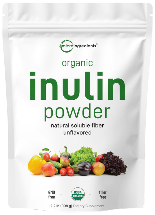 Pre-Order | Arrives in 5–10 Days – Organic Inulin FOS Powder (Jerusalem Artichoke), 2.2 Pounds (35 Ounce), Quick Water Soluble, Prebiotic Intestinal Support for Colon and Gut Health, Natural Fibers for Smoothie & Drinks, Vegan Friendly
