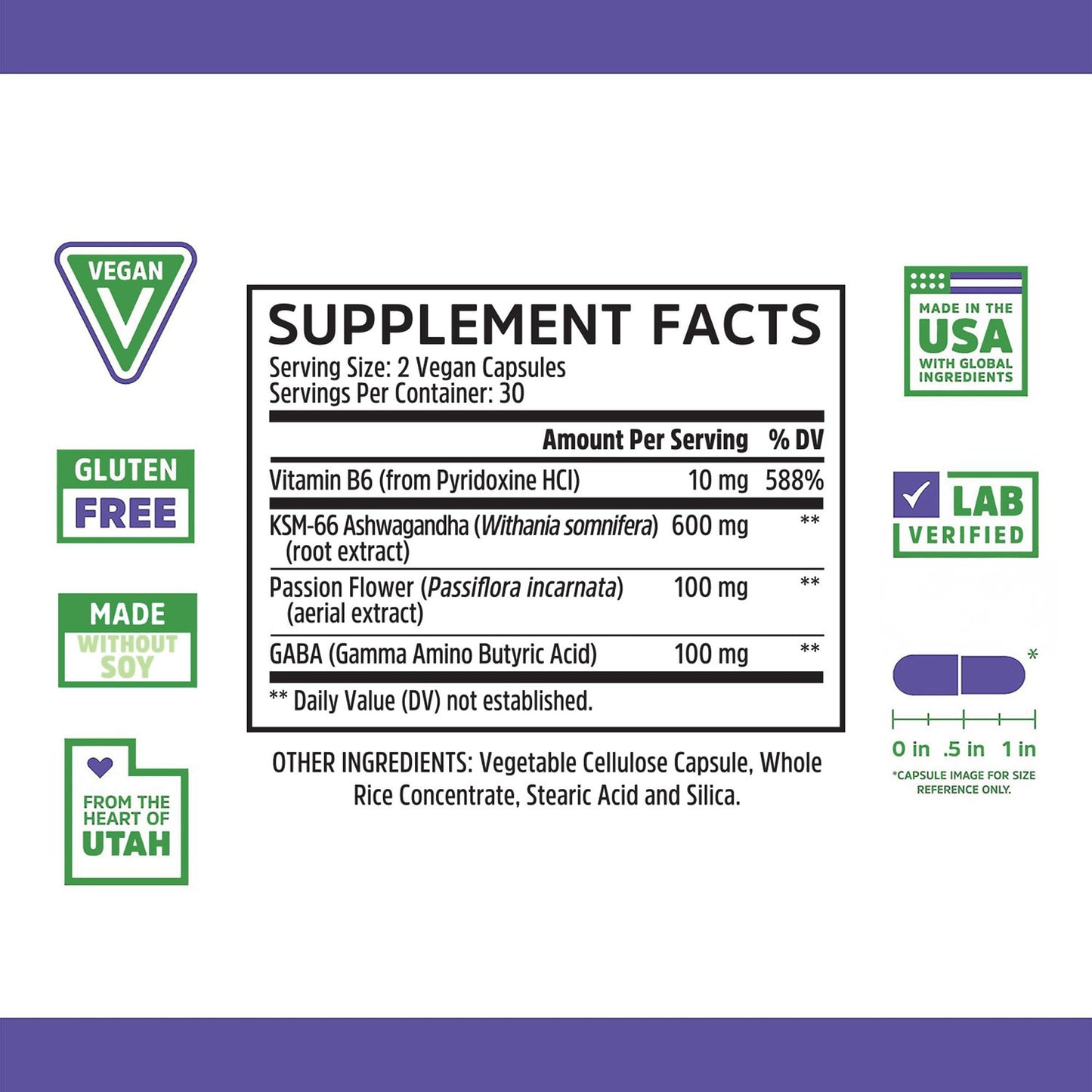 Zhou Calm Now - Calm Supplement, Calm Vitamins for Women & Men, Pills to Relax for Adults with GABA & Ashwagandha, Stress & Focus Support - 60 Veggie Capsules