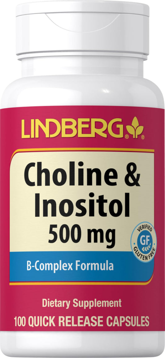 Lindberg Choline Inositol Supplement | 500mg | 100 Capsules | Vitamin B Complex | Non-GMO, Gluten Free