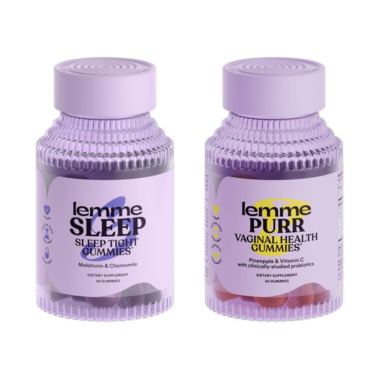 Lemme Sleep & Purr Bundle - Sleep Gummies, a Drug-Free Nighttime Aid & Purr Vaginal Probiotic Gummies for Women - Gluten Free, Gelatin Free, Non-GMO - 60 Count Each