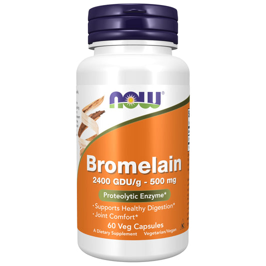 Pre-Order | Arrives in 5–10 Days – NOW Foods Supplements, Bromelain (Natural Proteolytic Enzyme) 2,400 GDU/g - 500 mg, Natural Proteolytic Enzyme*, 60 Veg Capsules