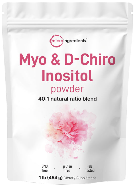 Micro Ingredients Myo-Inositol & D-Chiro Inositol Powder 1lb | Inositol Supplement for Women | 40:1 Ideal Ratio | Hormonal Balance & Ovarian Support | Non-GMO | Vegan | Filler-Free | 221 Servings