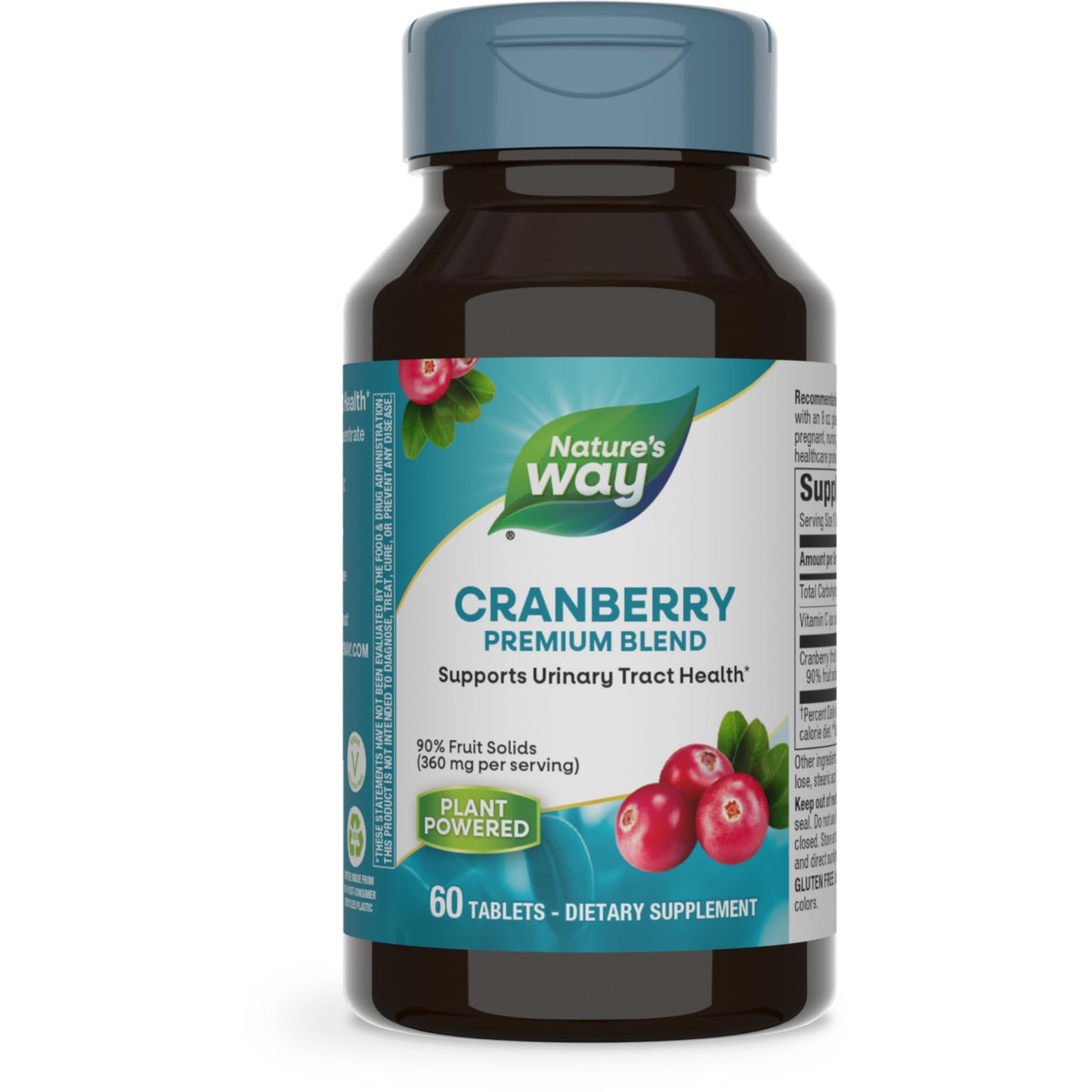 Nature's Way Premium Blend Cranberry, Urinary Tract Health Support* Supplement with Vitamin C, 60 Tablets