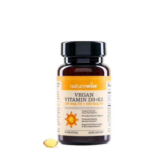 NatureWise Vegan Vitamin D3 + K2 - Organic D3 5000IU + Natural Vitamin K2 100mcg - Bone Support - High Absorption with Organic Cold-Pressed Olive Oil - Non-GMO