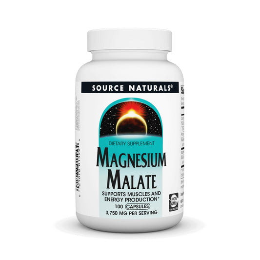 Pre-Order | Arrives in 5–10 Days – Source Naturals Magnesium Malate 3750 mg Per Serving Essential Magnesium Malic Acid Supplement - 100 Capsules