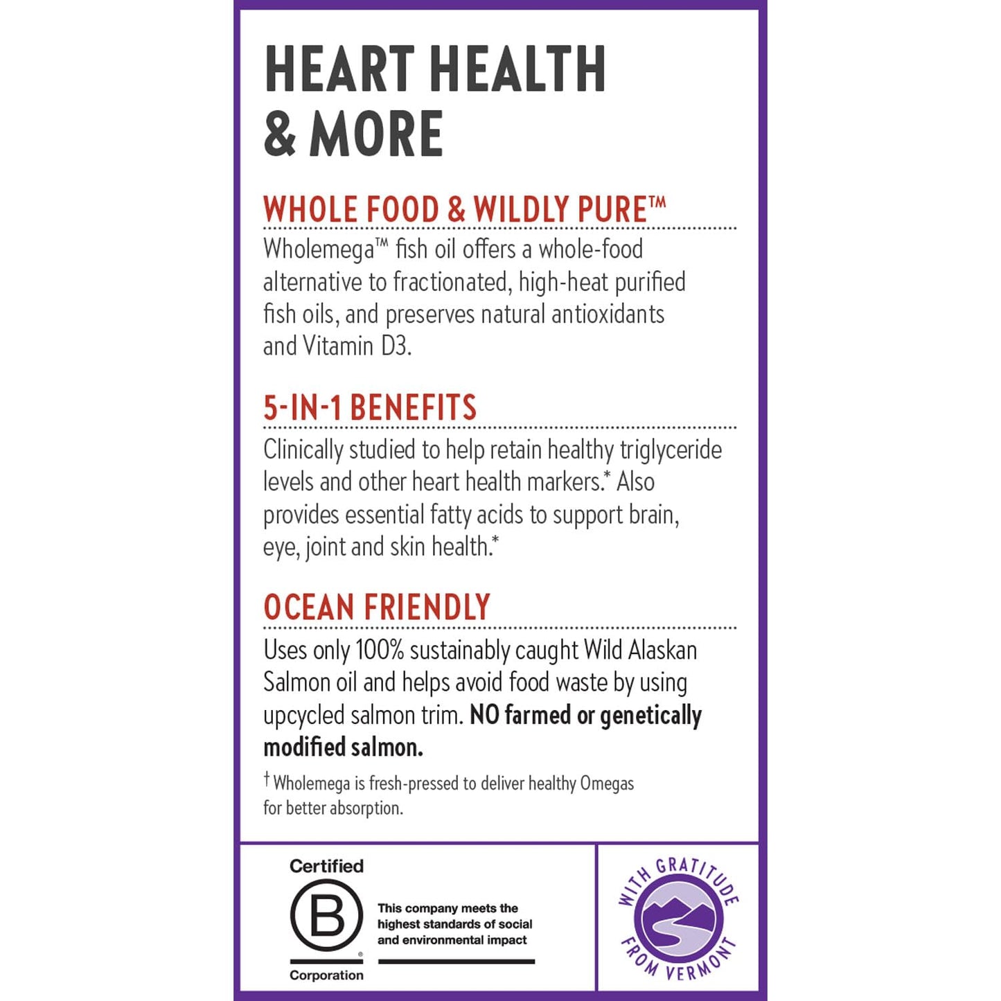 New Chapter Wholemega Fish Oil Supplement - Wild Alaskan Salmon Oil with Omega-3 + Vitamin D3 + Astaxanthin + Sustainably Caught - 120 ct, 1000mg Softgels