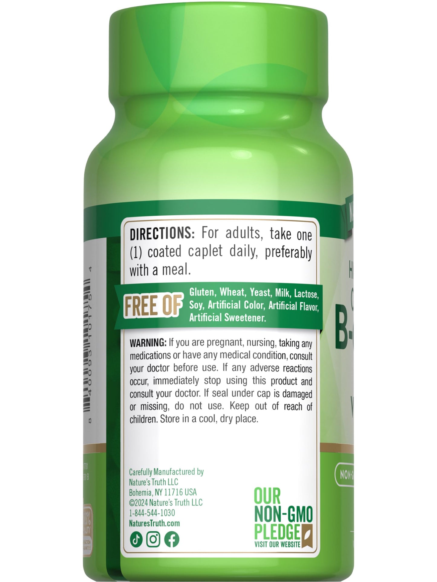 Nature's Truth Vitamin B Complex Plus Vitamin C | 100 Caplets | Vegan, Non-GMO & Gluten Free Supplement