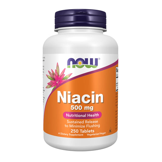 NOW Foods Supplements, Niacin (Vitamin B-3) 500 mg, Sustained Release, Nutritional Health, 250 Tablets