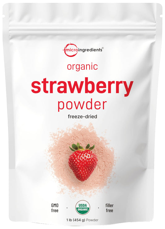 Pre-Order | Arrives in 5–10 Days – Organic Strawberry Powder, 1 Lb | 100% Natural Fruit Powder | Freeze-Dried Strawberries Source | No Sugar & Additives | Great Flavor for Drinks, Smoothie, & Beverages | Non-GMO & Vegan Friendly