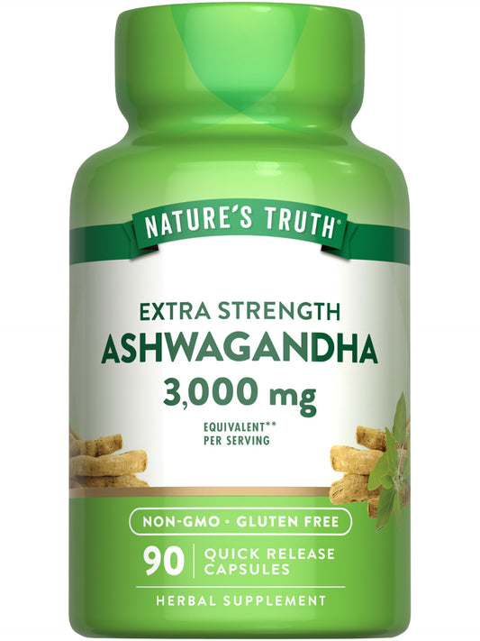 Nature's Truth Ashwagandha Capsules | 3000mg | 90 Count | Extra Strength | with Black Pepper | Non-GMO & Gluten Free Supplement