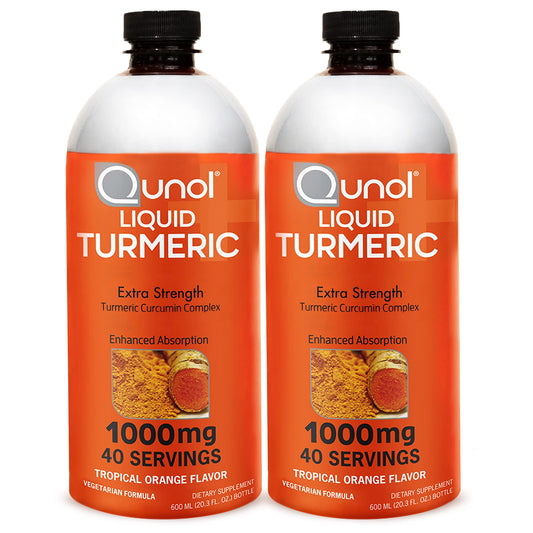Qunol Liquid Turmeric Curcumin with Black Pepper, Turmeric Supplement 1000mg, Extra Strength, Joint Health, 40 Servings, 20.3 fl oz (Pack of 2)
