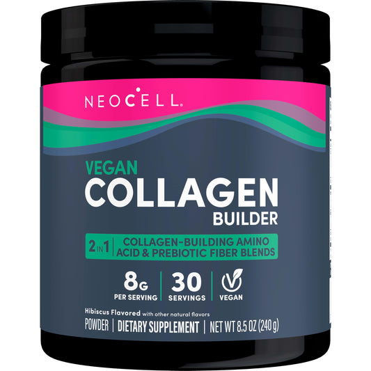 Neocell Vegan Beauty Builder Collagen Alternative; Plant-Based Vegan Collagen-Booster Supports Collagen Production; Hibiscus Flavored; 8 g Powder/Serv; 30 Servs; 8.5 Oz,*