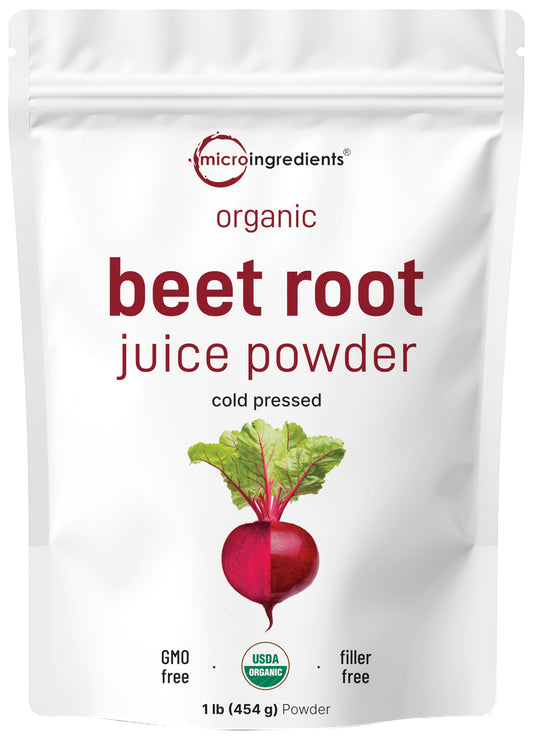 Micro Ingredients Organic Beet Root Powder, 1 Pound, Cold Pressed and Water Soluble, Beet Juice Pre-Workout Concentrated Powder, Energy & Immune System Support, Non-GMO