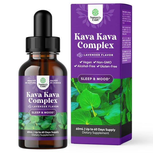 Natures Craft Potent Liquid Kava Kava Drops Supplement - Fast Acting Herbal Support with Kavalactones for Balanced Mood - Relax Calming Tonic for Stress Relief & Better Sleep - 60 ml Tinctura