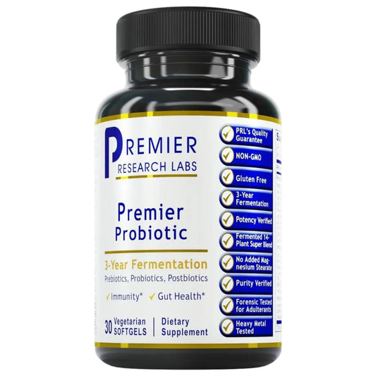 Premier Research Labs Probiotic Caps - Pre-, Pro-, and Post-Biotics - for Healthy Gut, Digestive Health & Immune Support - Beneficial Bacteria - 30 Vegetarian Softgels