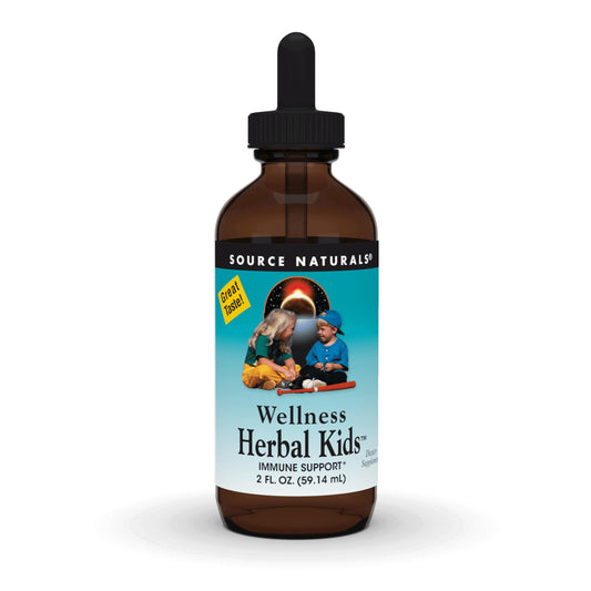 Pre-Order | Arrives in 5–10 Days – Source Naturals Wellness Herbal Kids, for Immune System Support - Contains Echinacea, Yin Chiao, Elderberry, & More - 2 Fluid oz