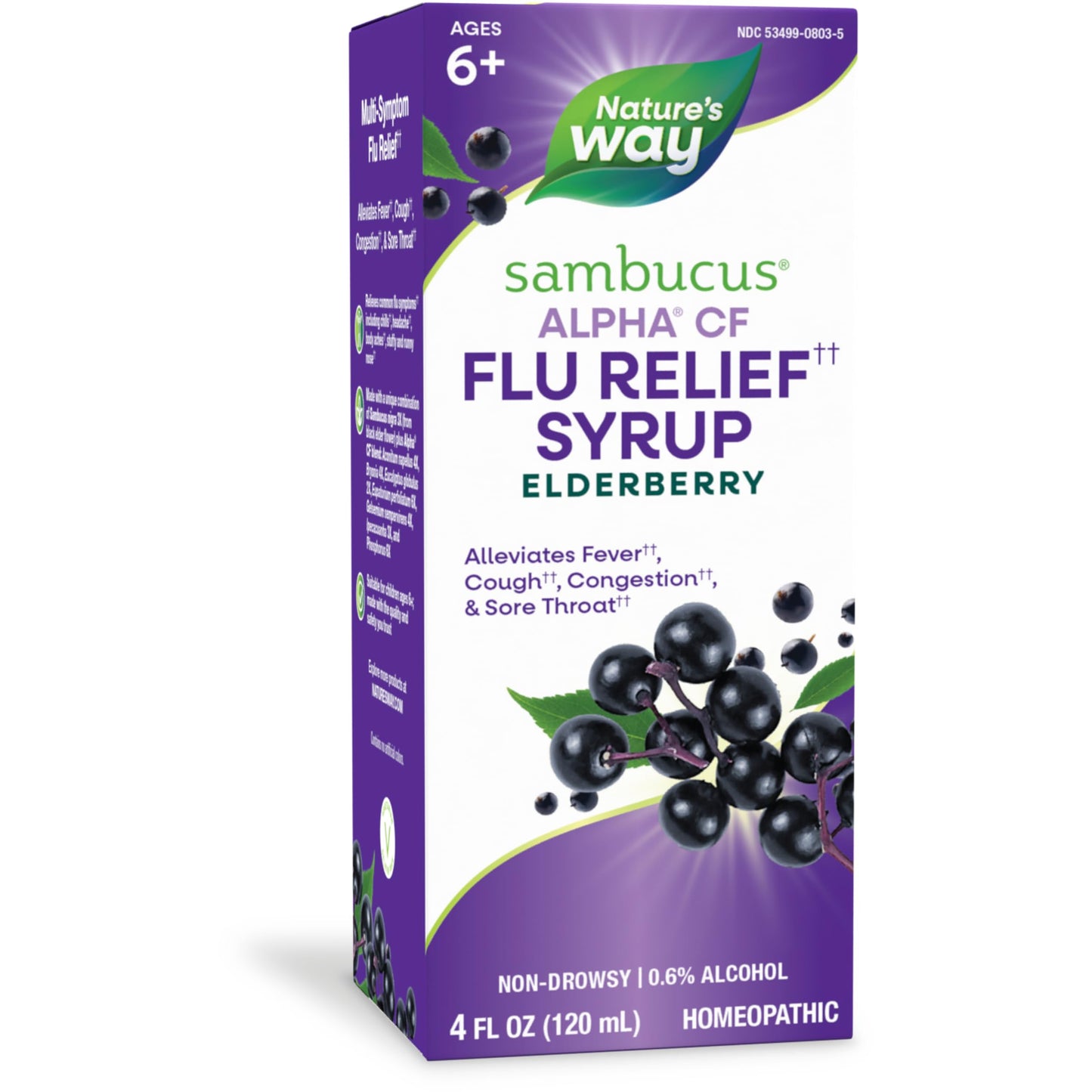 Nature's Way Sambucus Alpha CF Flu Relief* Syrup with Sambucus nigra 3X and Alpha CF, Relieves Flu Symptoms*, 4 Fl Oz (Packaging May Vary)
