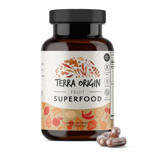 TERRA ORIGIN Fruit Superfood Supplements | 90 Capsules | Supports Energy, Non GMO, and Gluten Free | for Adults and Women
