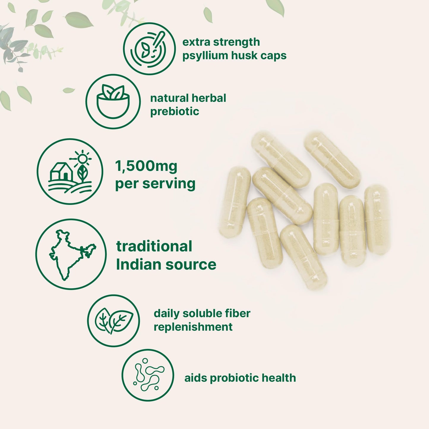 Pre-Order | Arrives in 5–10 Days – Psyllium Husk Caps 1,500mg, 500 Capsules | Soluble Fiber Supplement | India Origin | Natural Prebiotics & Probiotics | Gut & Digestive Health Support | Non-GMO, Gluten Free