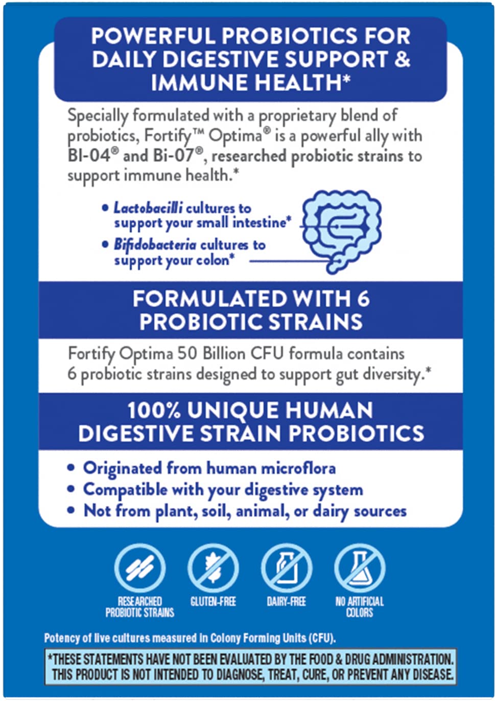 Nature's Way Fortify Optima Probiotic for Men and Women, 50 Billion Live Cultures, 6 Strains, Supports Digestive and Immune Health*, 30 Capsules (Packaging May Vary)