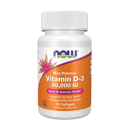 NOW Foods Supplements, Vitamin D-3 50,000 IU Softgels, 50 softgels