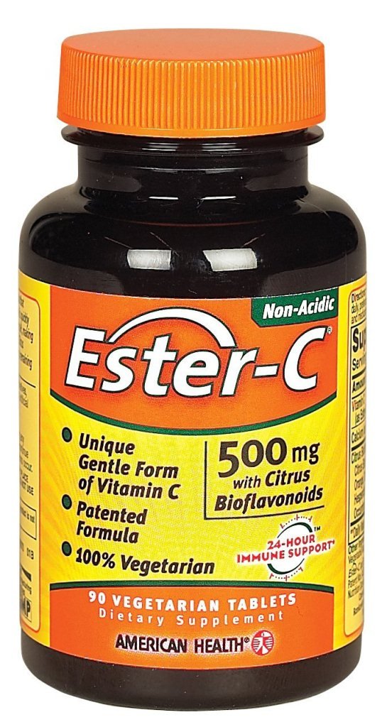 American Health Ester-C With Citrus Bioflavonoids Vegetarian Tablets - 24-Hour Immune Support, Gentle On Stomach, Non-Acidic Vitamin C - Non-GMO, Gluten-Free, Vegan - 500 mg, 90 Count, 45 Servings