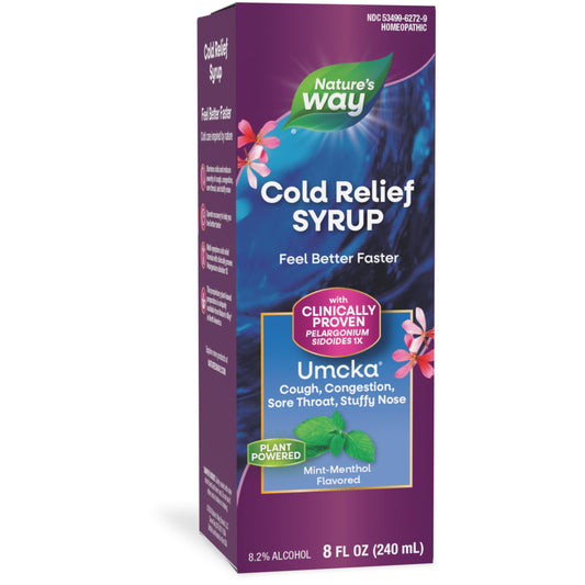Nature's Way Umcka ColdCare Homeopathic, Shortens Colds, Sore Throat, Cough, and Congestion, Phenylephrine Free, Non-Drowsy, Mint-Menthol Flavored, 8 Fl. Oz Syrup