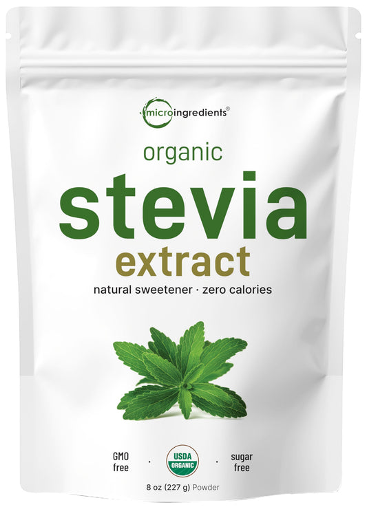 Pre-Order | Arrives in 5–10 Days – Pure Organic Stevia Powder, 8 Ounces, 1418 Serving, High Grade Stevia Green Leaf Extract Reb-A, Reduced Bitter Aftertaste, 0 Calorie, Natural Sweetener, Sugar Alternative, Keto Friendly