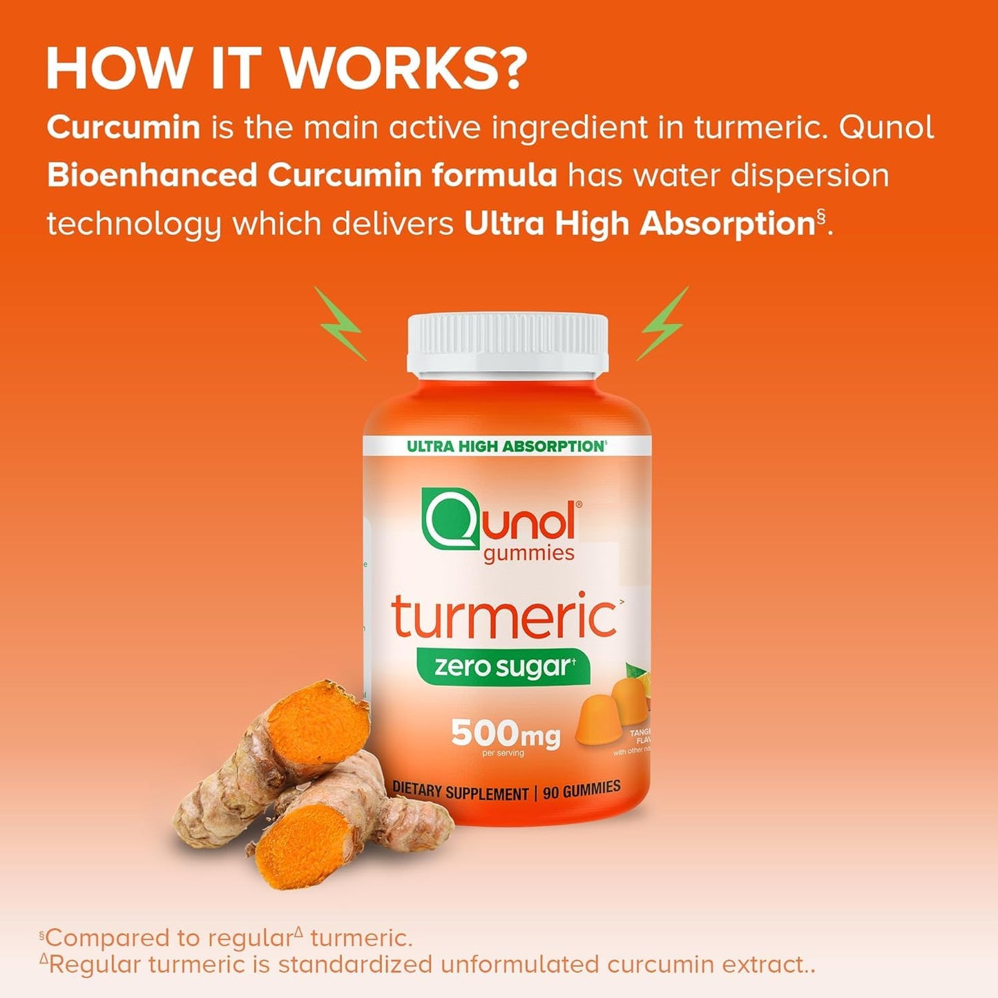 Qunol Zero Sugar Turmeric Gummies, Vegetarian, Gluten Free, 500mg + Qunol Magnesium Gummies 200mg, Vegetarian, 90 Count