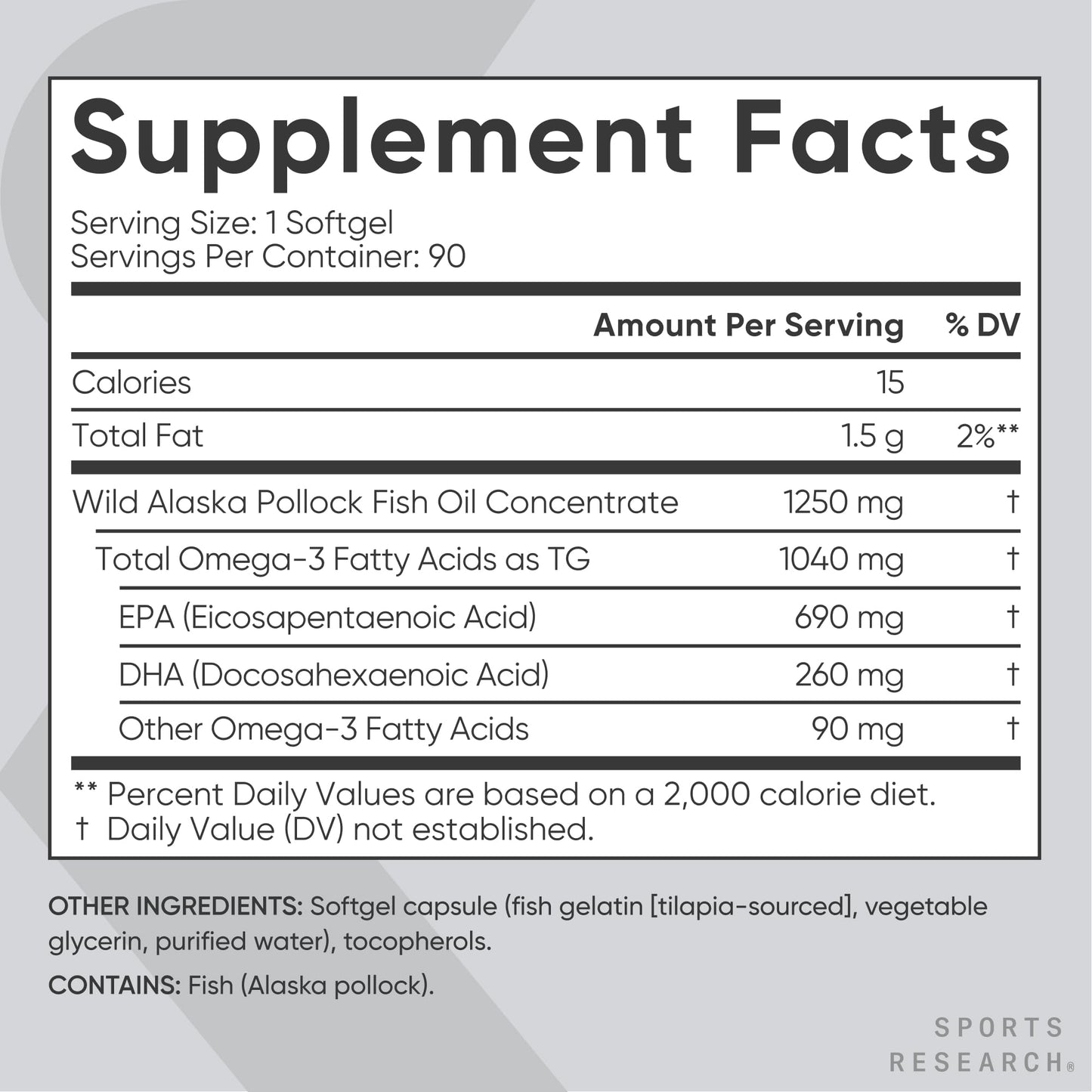 Sports Research Triple Strength Omega 3 Fish Oil - Burpless Fish Oil Supplement w/EPA & DHA Fatty Acids, Creatine Monohydrate & Plant Based Vitamin D3 K2 with Coconut Oil