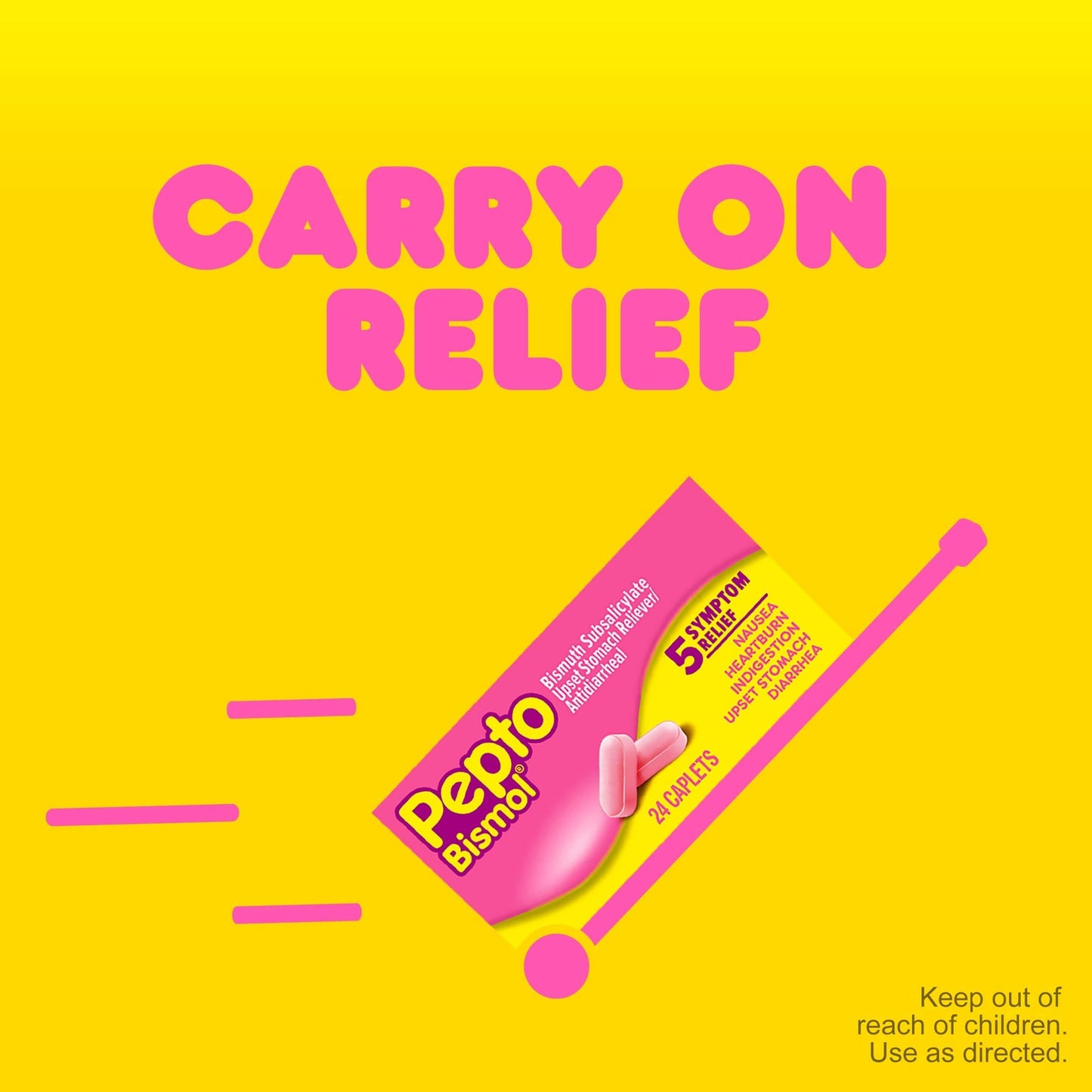 Pepto Bismol Caplets for Nausea, Heartburn, Indigestion, Upset Stomach, and Diarrhea - 5 Symptom Fast Relief in a Convenient Form 24 ct (Pack of 4)