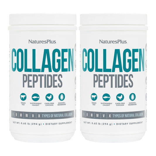Natures Plus Collagen Peptides - 0.65 lbs Powder, Pack of 2 - Hair, Skin, Nail & Joint Health, Immune System Support - Non-GMO, Gluten Free - Up to 56 Total Servings