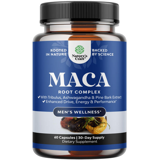Potent Black Maca Root Capsules for Men - Herbal Wellness Supplement with Siberian Ginseng Ashwagandha and Black Maca Root - Men’s Wellness Supplement to Support General Health (30 Servings)