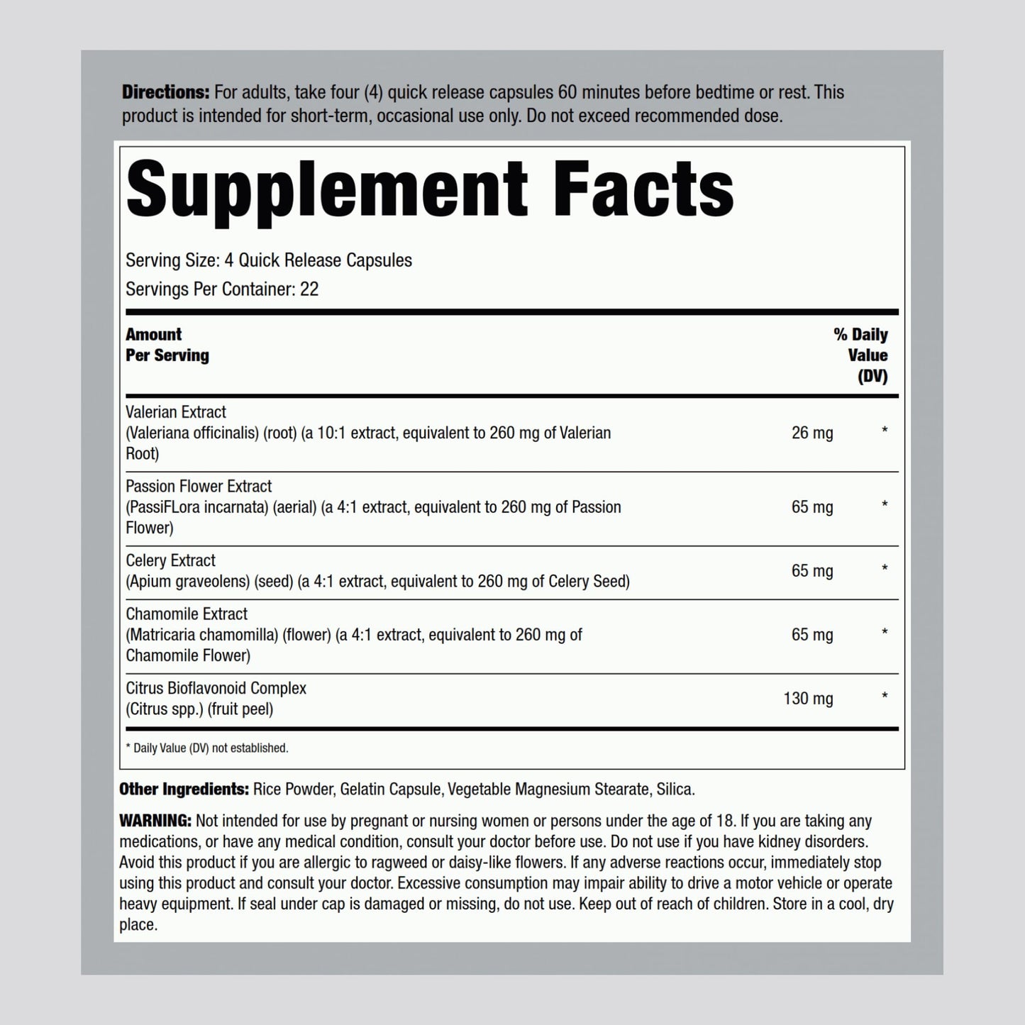Lindberg Valerian Root Extract Complex | 90 Capsules | with Passion Flower and Chamomile Flower | Non-GMO, Gluten Free Supplement