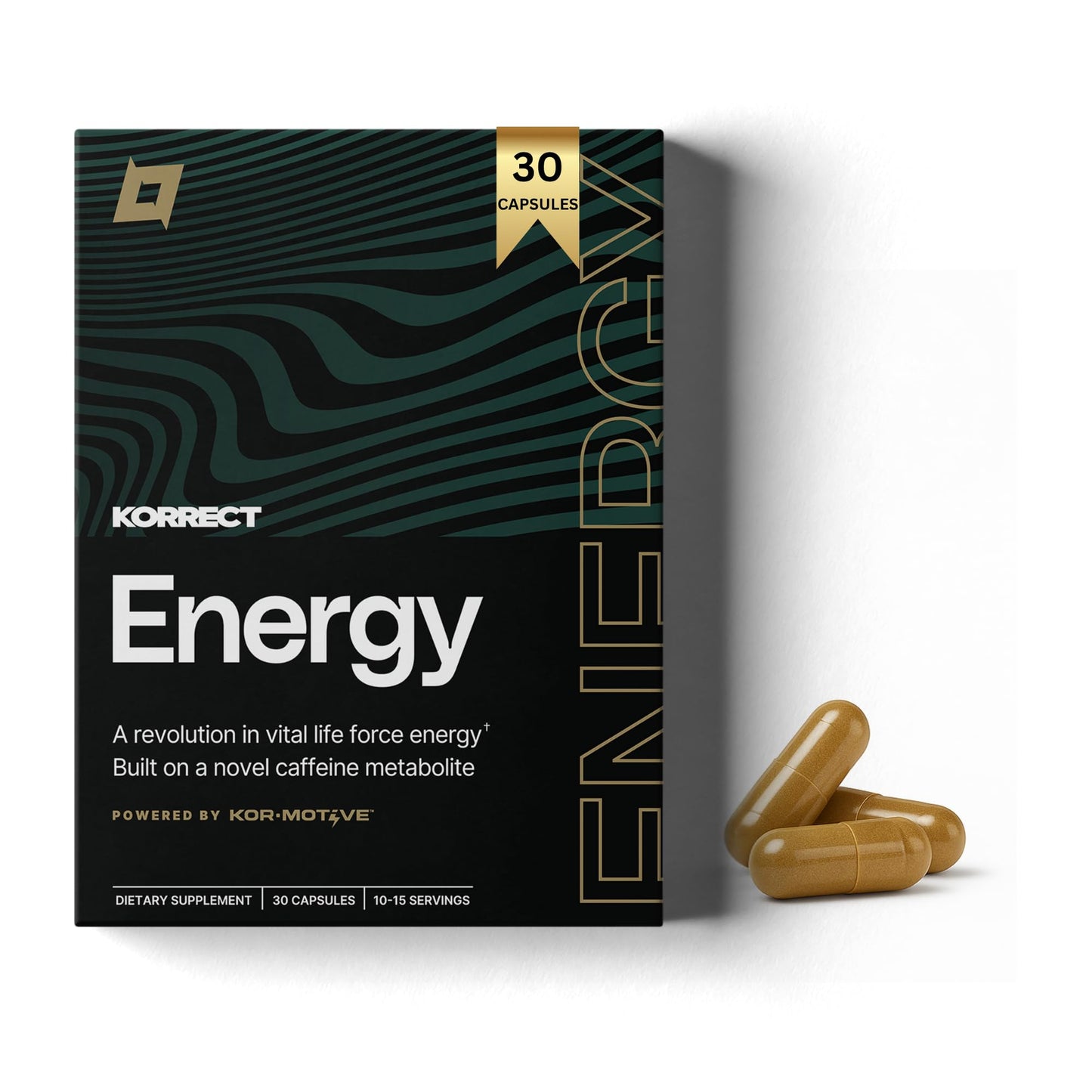 Korrect Clean Energy Supplement for Men & Women | Mental Clarity, Nootropic| Paraxanthine, Sustained Attention| Jitter-Free Stamina |3rd Party Lab Tested, Non-GMO, cGMP Certified 30 Capsules